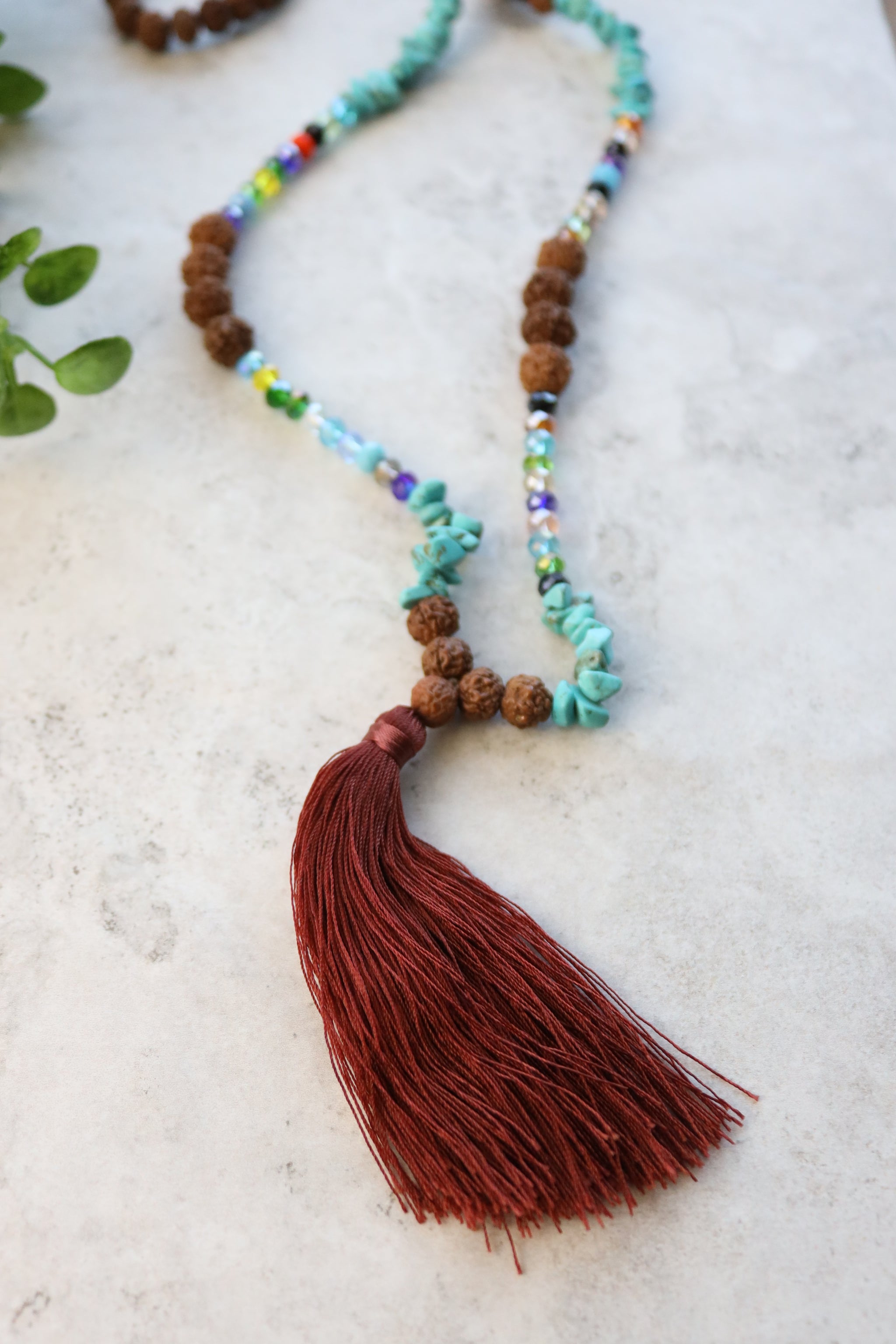 Burgundy tassel necklace discount